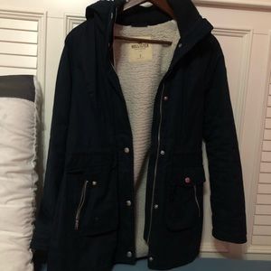 HOLLSTER NAVY BLUE PARKA JACKET